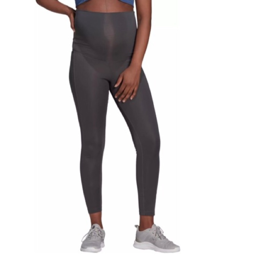 Adidas Women's Maternity Sz L Gray Athletic Designed to Move 7/8 Sports Leggings
